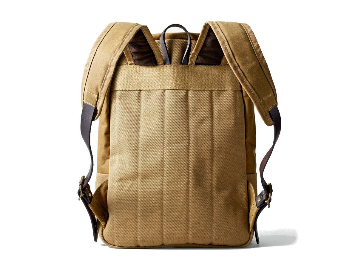 Back view of Filson Journeyman Backpack in tan