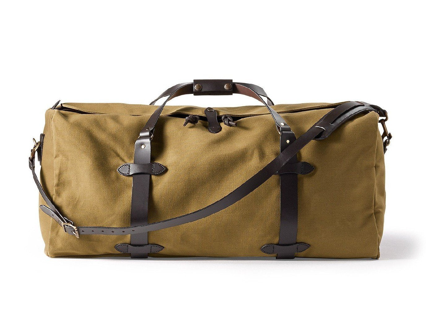 Front view of Filson Large Duffle bag in tan