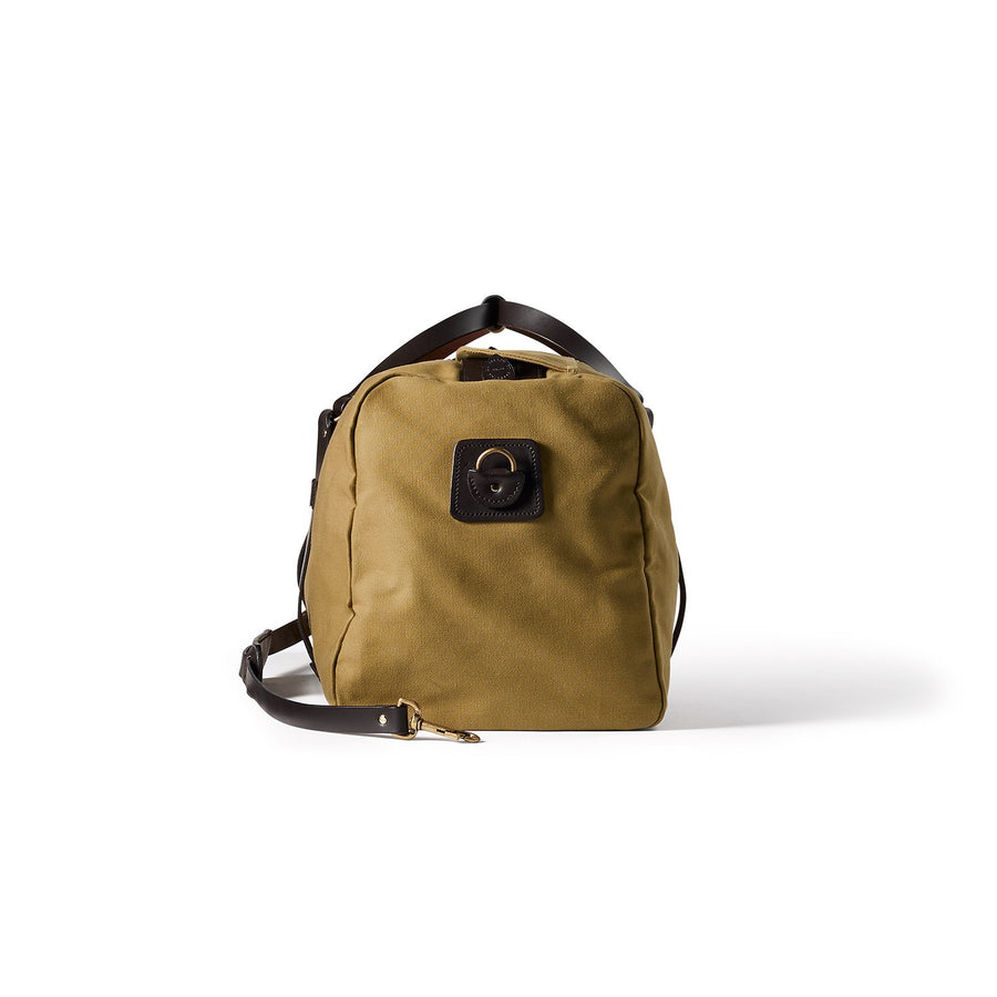 Side view of Filson Large Duffle bag in tan