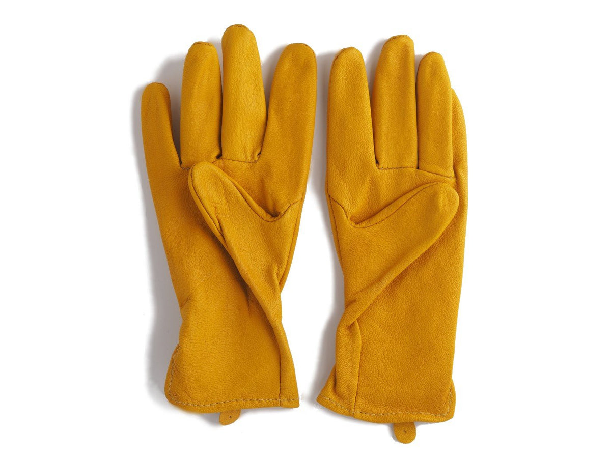 Palm side of unlined Filson Original Goatskin Gloves in tan