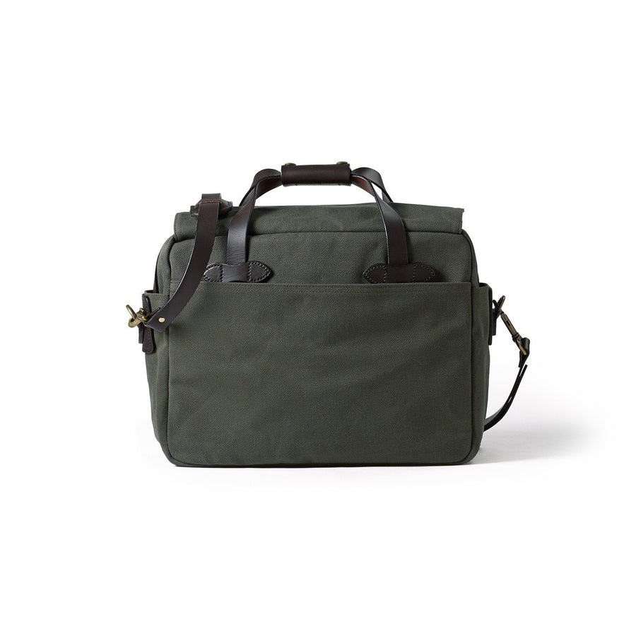Back view of Filson Padded Computer Bag in otter green
