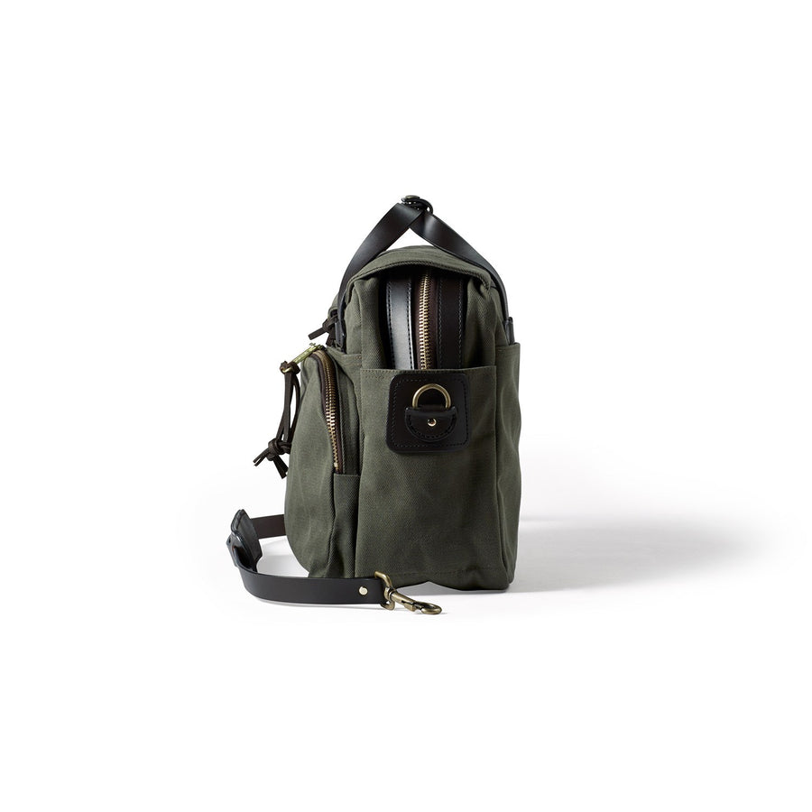 Side view of Filson Padded Computer Bag in otter green