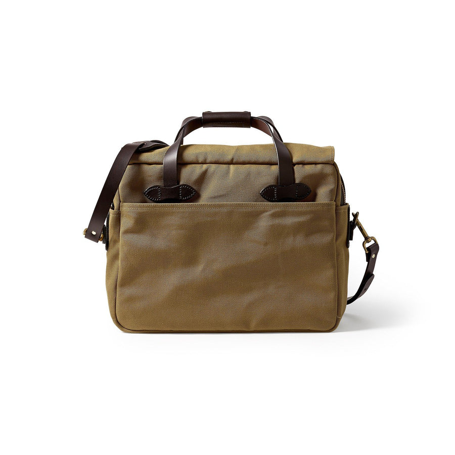 Back view of Filson Padded Computer Bag in tan