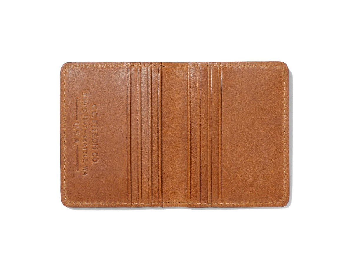 Opened view of Rugged Twill Outfitter Card Wallet in tan