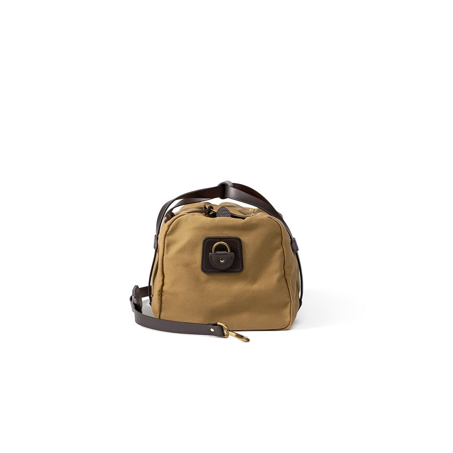 Side view of Filson Small Duffle bag in tan