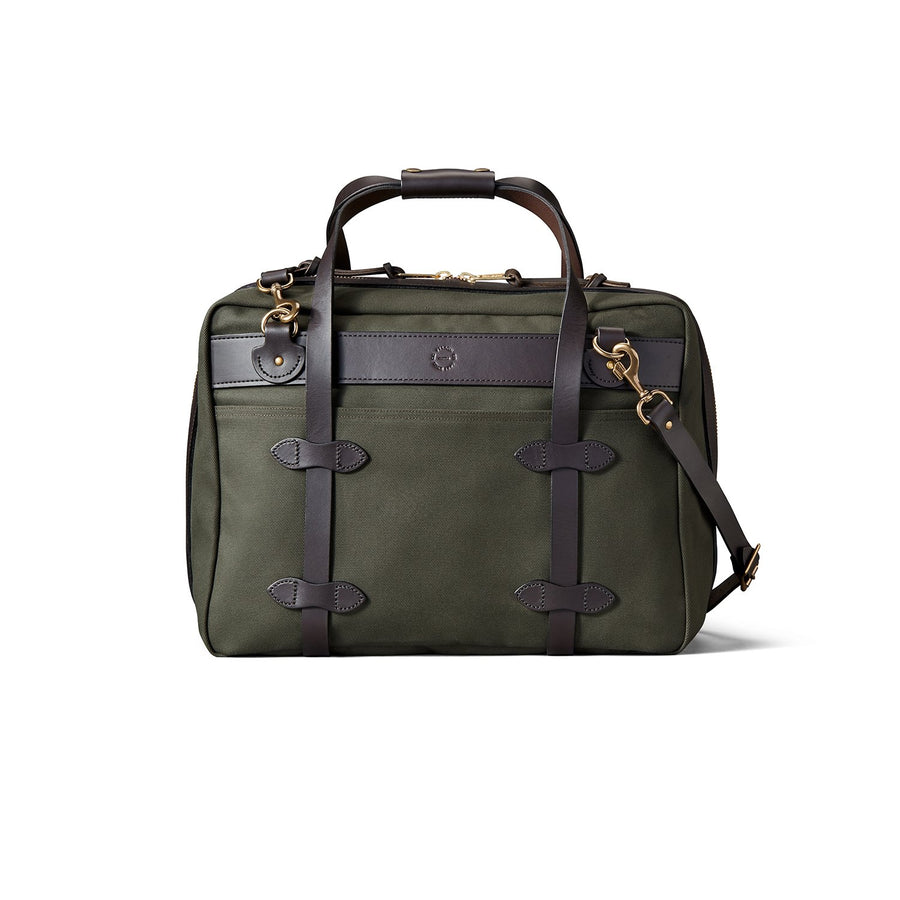 Back view of Filson Small Pullman Suitcase in otter green