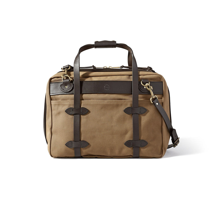 Back view of Filson Small Pullman Suitcase in tan