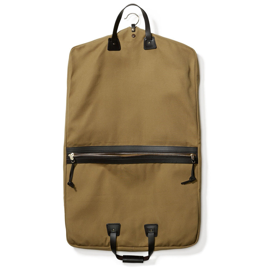 Unfolded Filson Suit Cover bag in tan