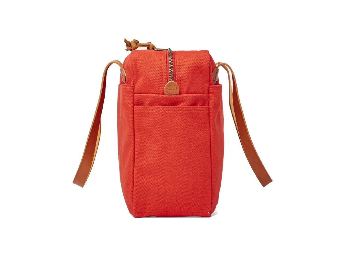 Side view of Filson Tote Bag With Zipper in mackinaw red