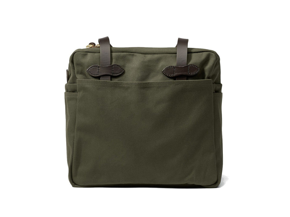 Back view of Filson Tote Bag With Zipper in otter green