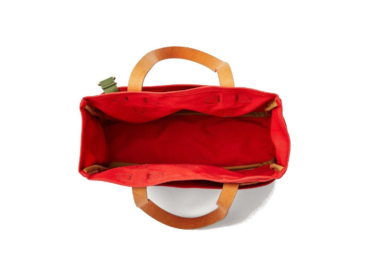 Top view of Filson Tote Bag Without Zipper in mackinaw red