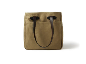 Front view of Filson Tote Bag Without Zipper in tan