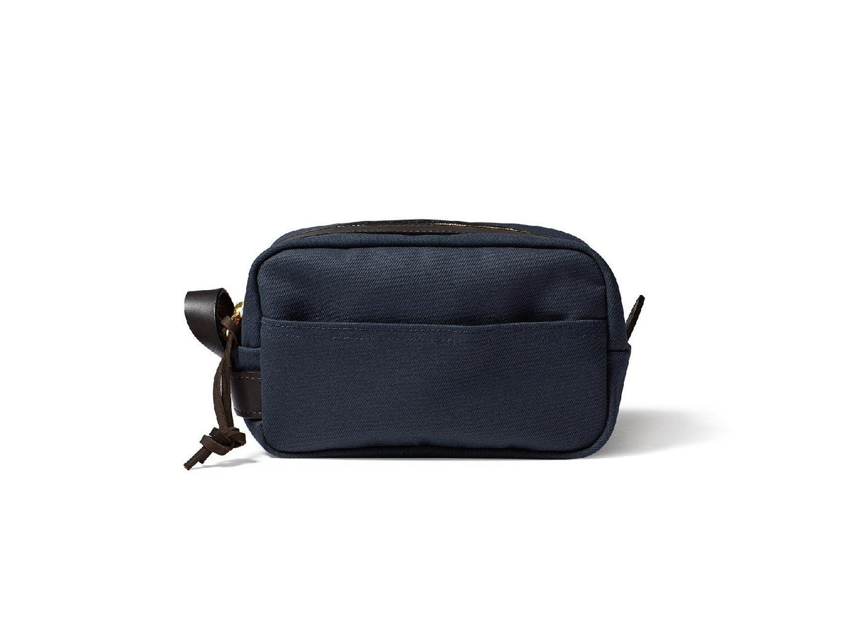 Front view of Filson Travel Kit bag in navy