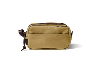 Front view of Filson Travel Kit bag in tan