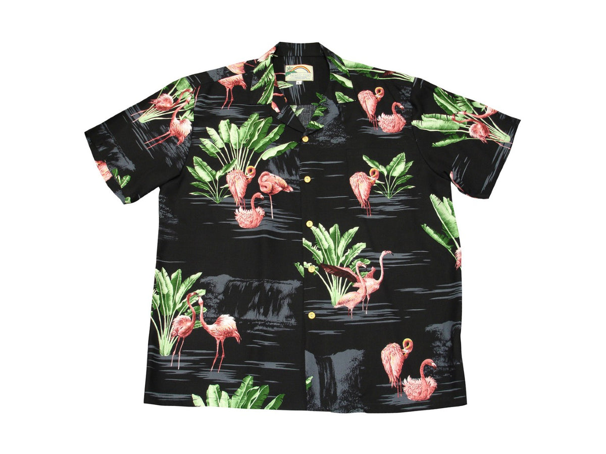 Aloha Shirt Flamingo Black