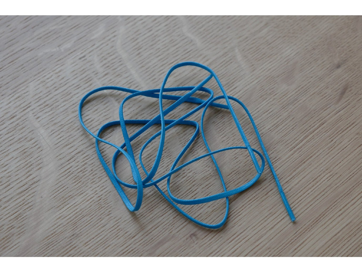 Flat Waxed Cotton Shoelaces Blue