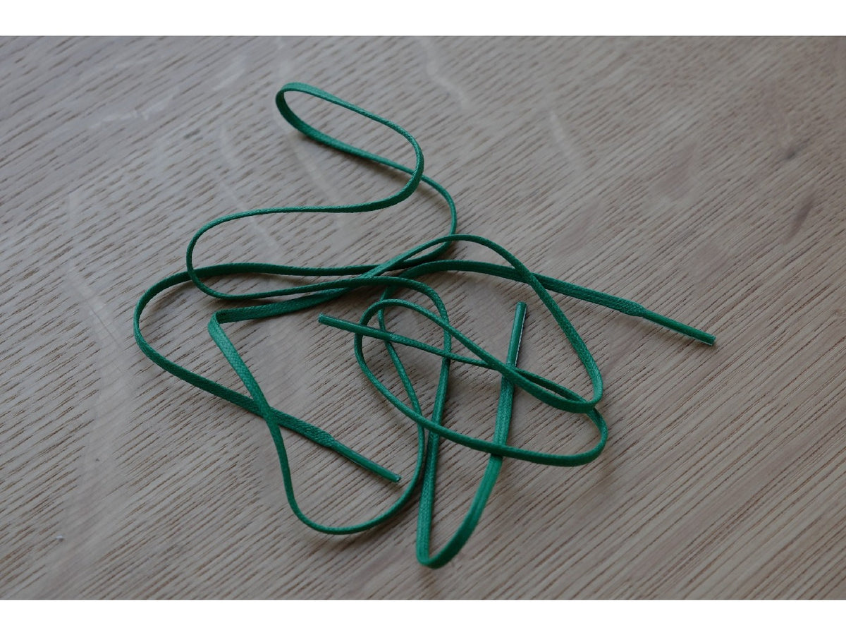 Flat Waxed Cotton Shoelaces Green