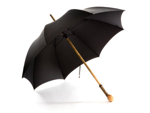 Opened solid ask knob Fox Umbrella with black canopy