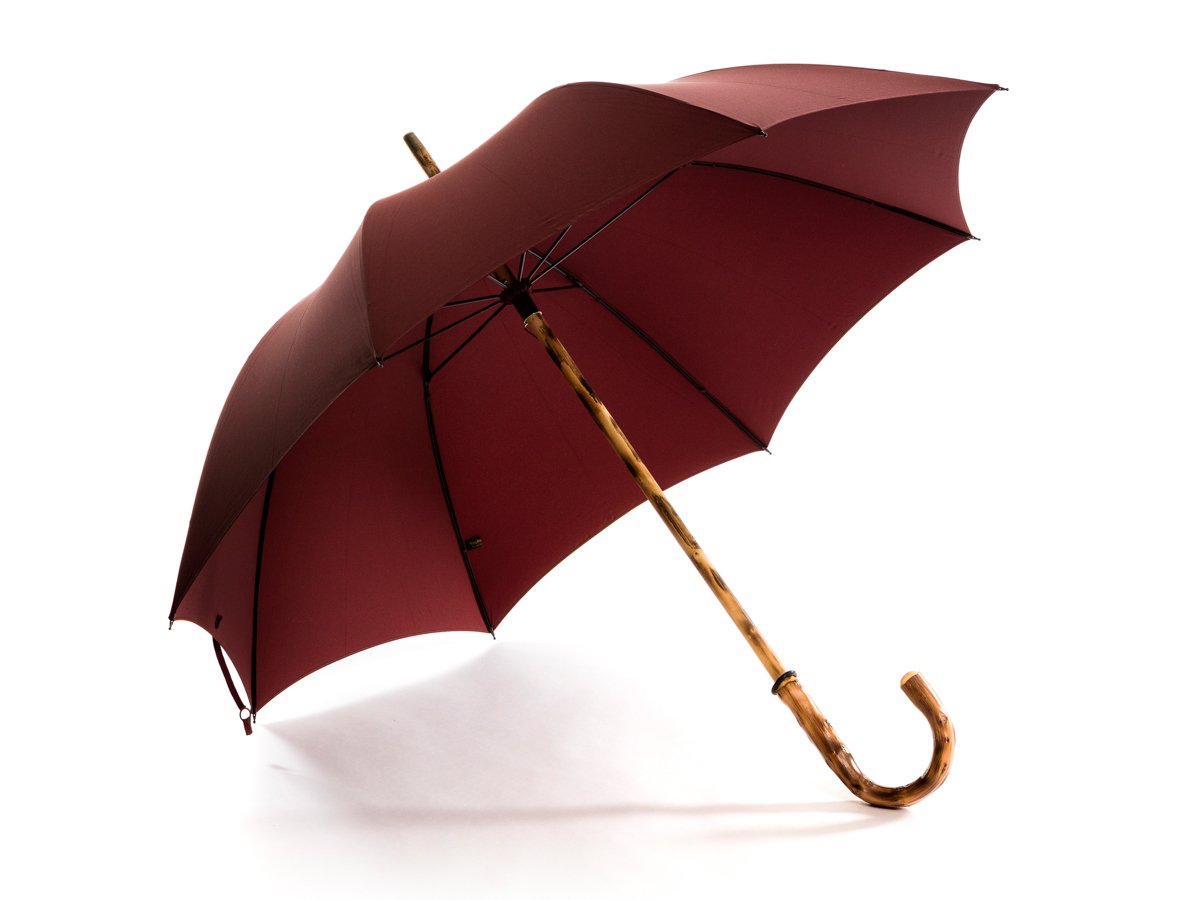 Opened solid congo Fox Umbrella with burgundy canopy