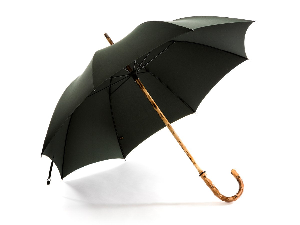 Opened solid congo Fox Umbrella with dark green canopy