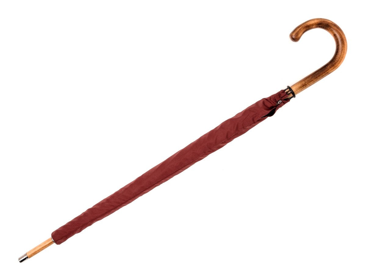 Canopy cover of solid scorched maple Fox Umbrella with burgundy canopy