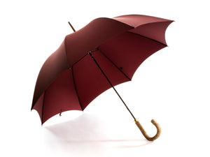 Opened ash handle tube Fox Umbrella with burgundy canopy