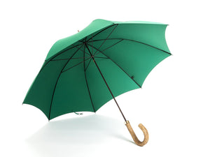 Opened ash handle tube Fox Umbrella with emerald canopy