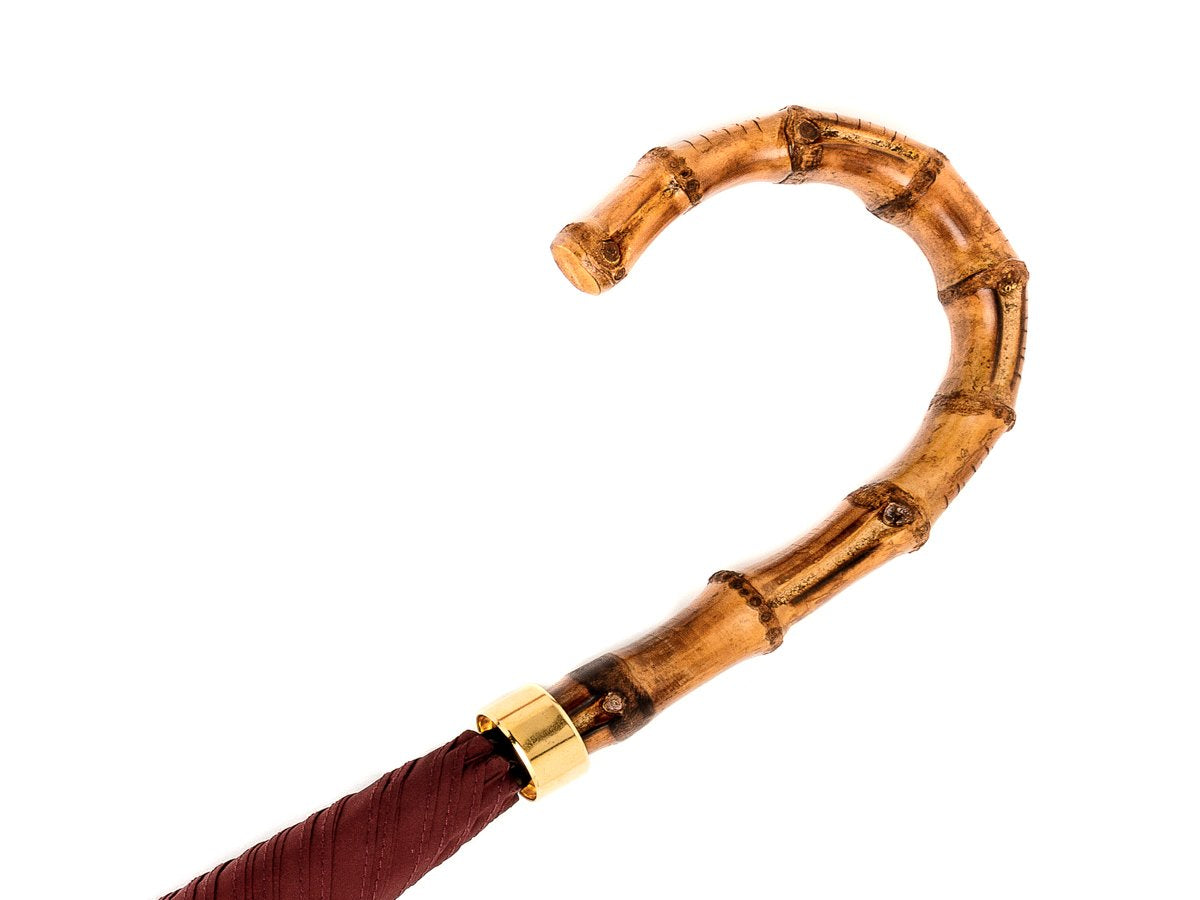Whangee handle of tube Fox Umbrella with burgundy canopy