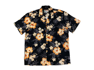 Aloha Shirt Hibiscus Garden Black
