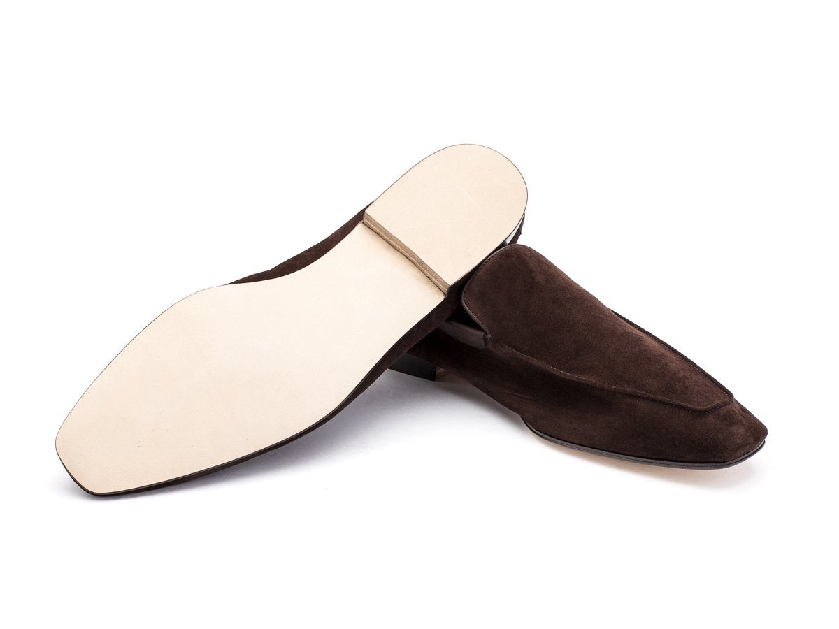 Leather sole of John Lobb Lounge house slippers in oscuro suede