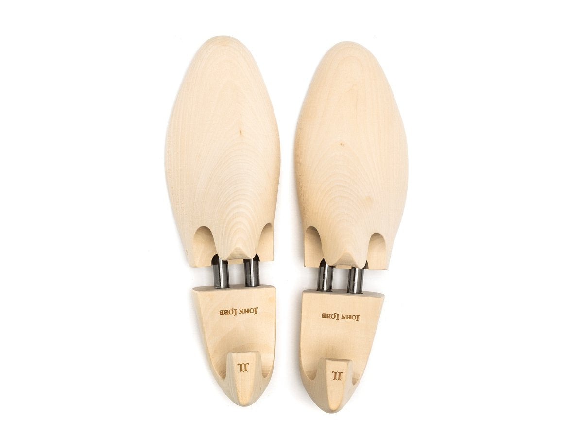 Top view of EE width John Lobb limewood shoe trees