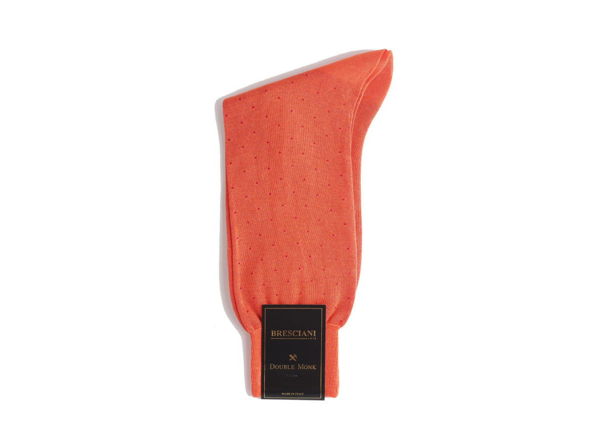 Calf Length Cotton Socks Orange with Red Spots