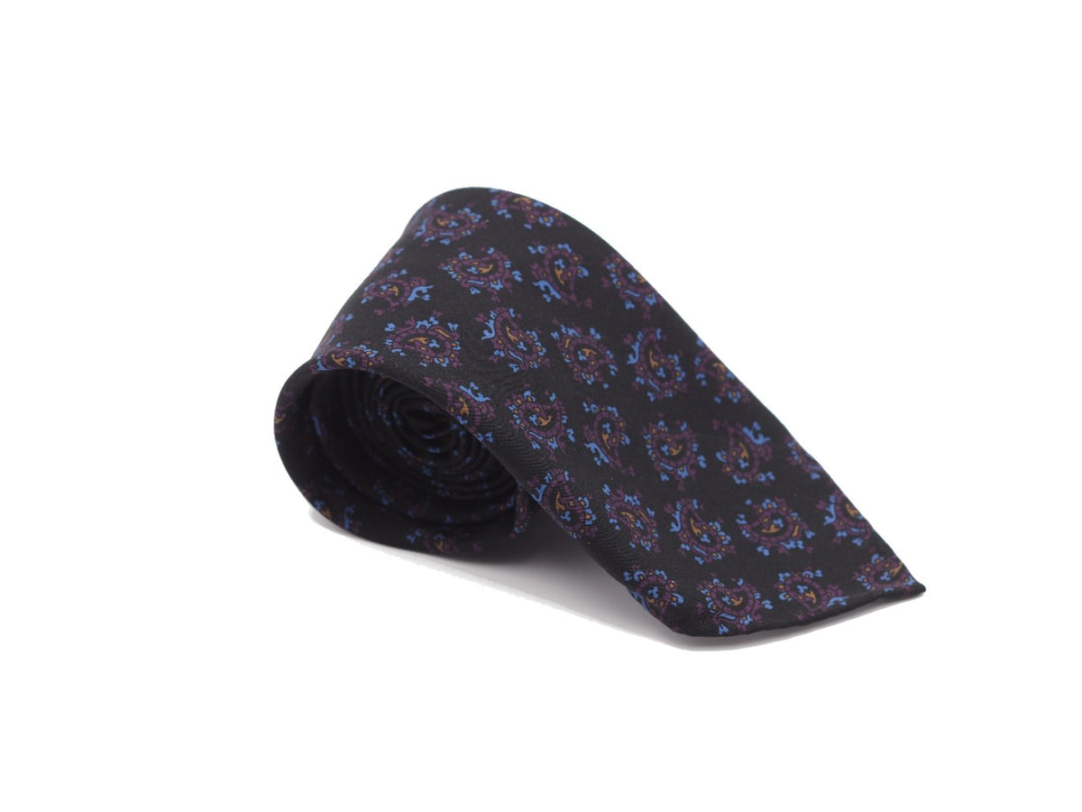 Crepe Silk Paisley Tie Black