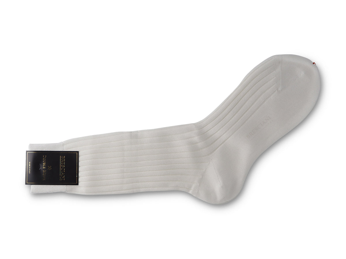 Calf Length Cotton Socks 3-Ply White – Double Monk