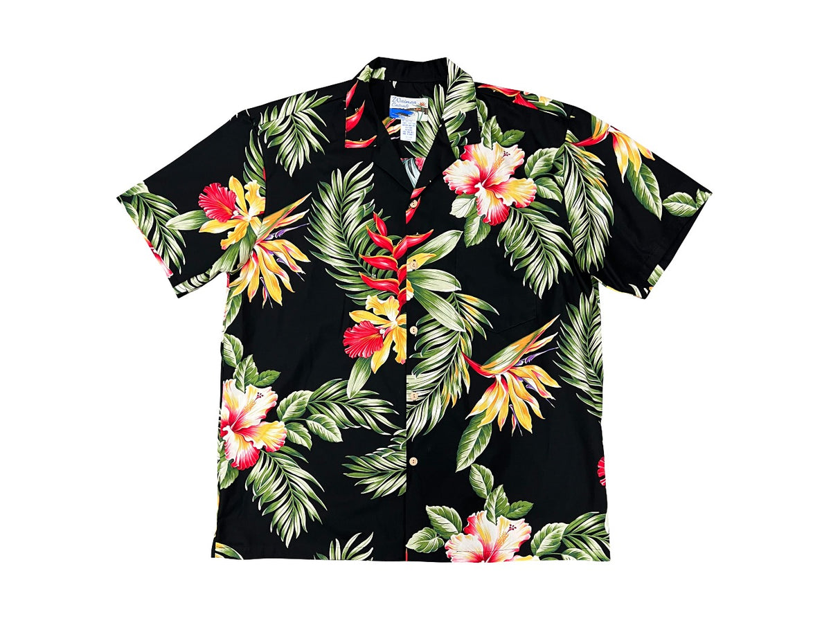 Aloha Shirt Cotton Orchid Paradise Black