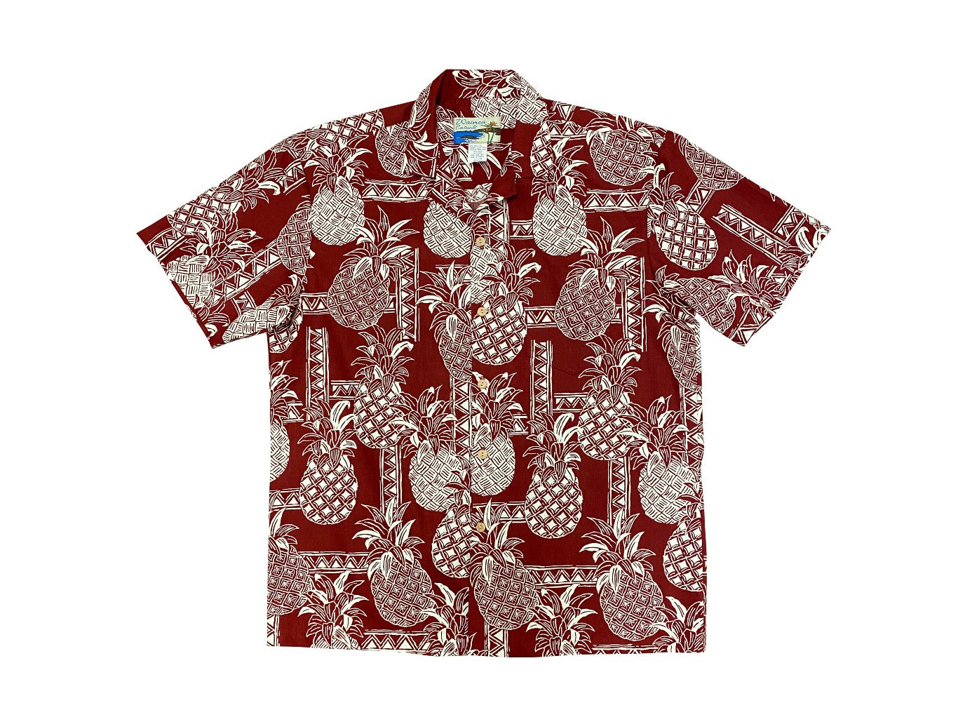 Aloha Shirt Cotton Tapa Pineapple Red – Double Monk