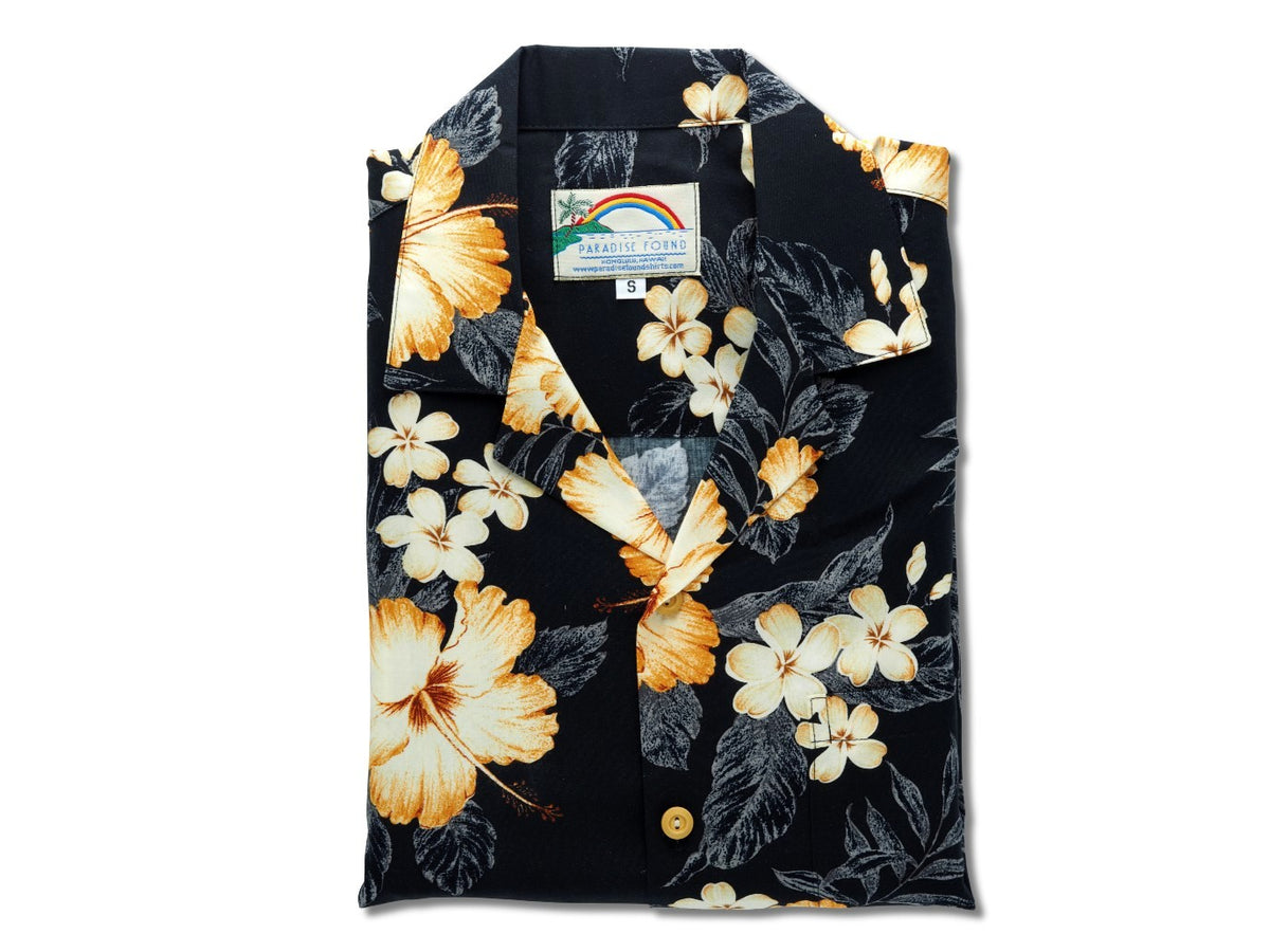 Aloha Shirt Hibiscus Garden Black