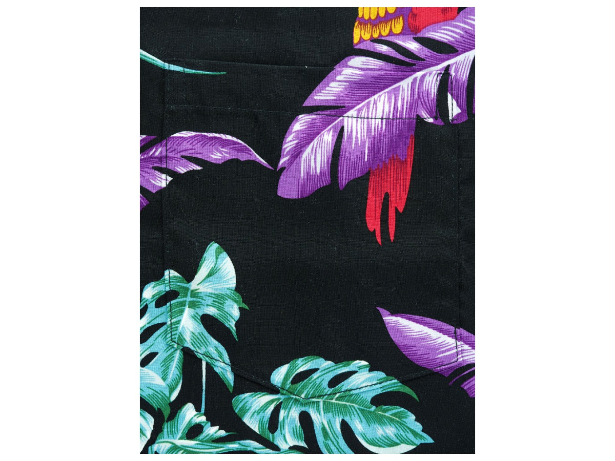 Aloha Shirt Jungle Bird Black