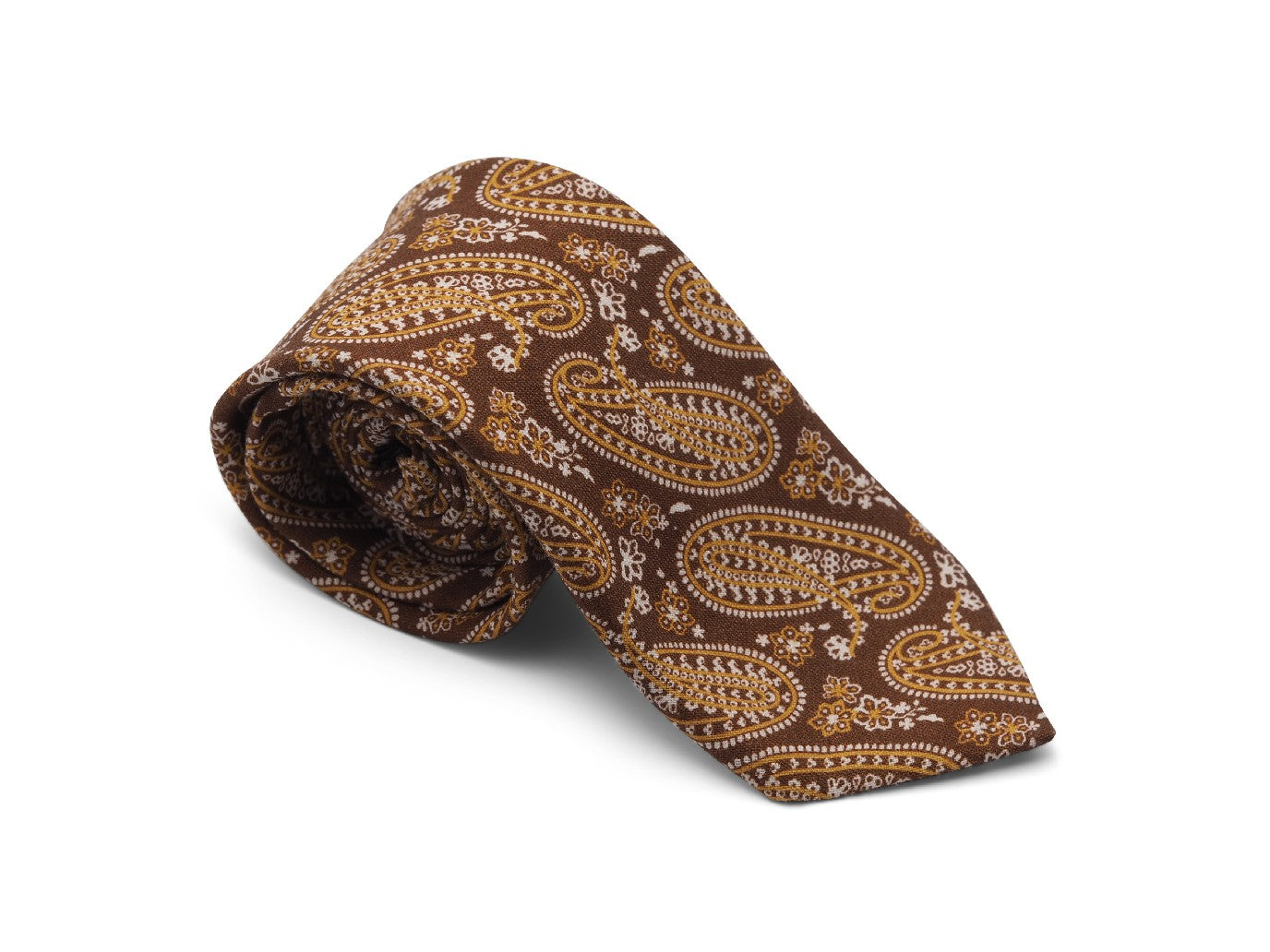 Linen Tie Large Paisley Brown
