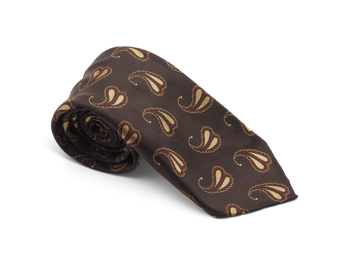 Seven Fold Tie Paisley Dark Brown