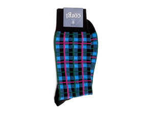 Plaid Socks Black & Blue