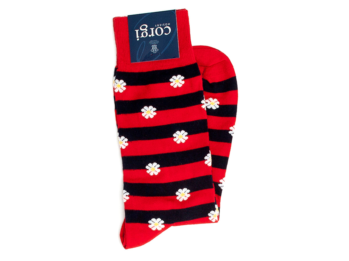 Daisy Stripe Socks Red