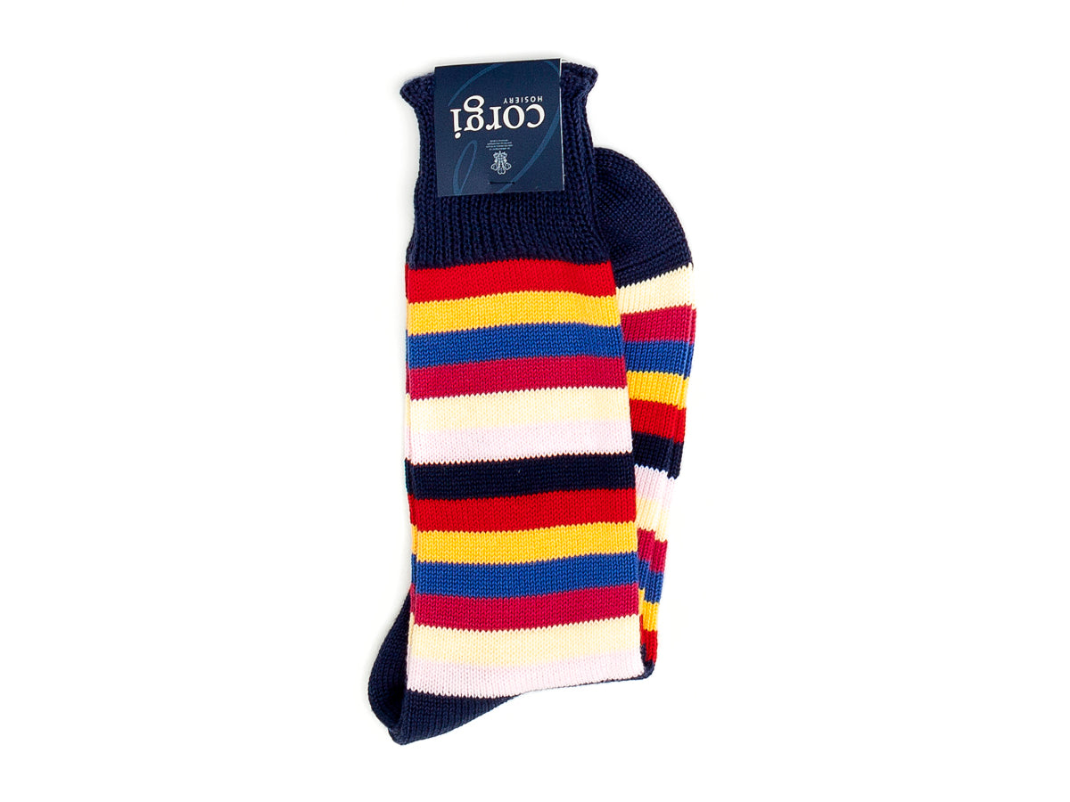 Seven Stripe Cotton Socks Navy