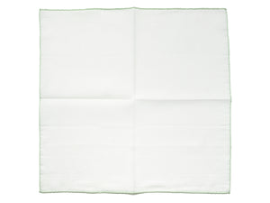 White Linen-Cotton Pochette with Green Edge
