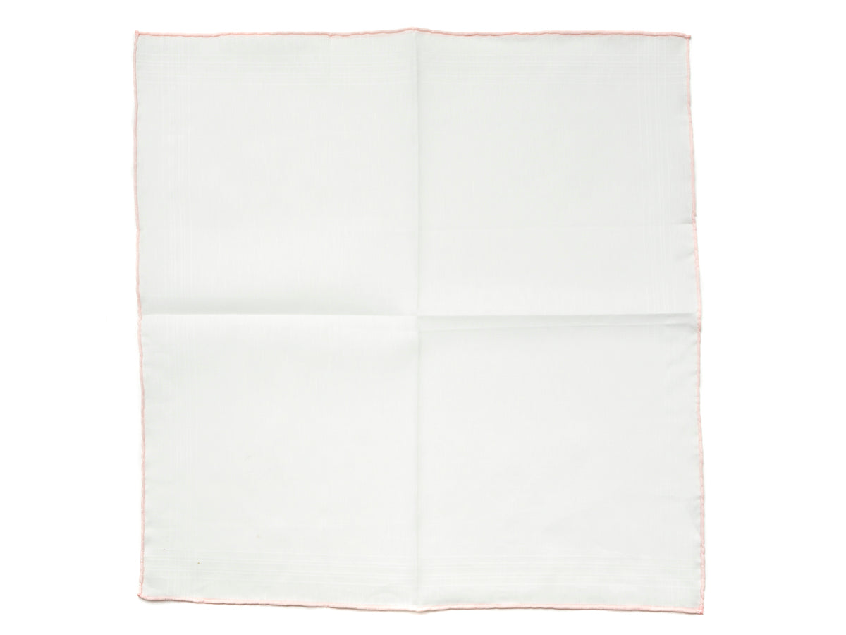 White Linen-Cotton Pochette with Pink Edge