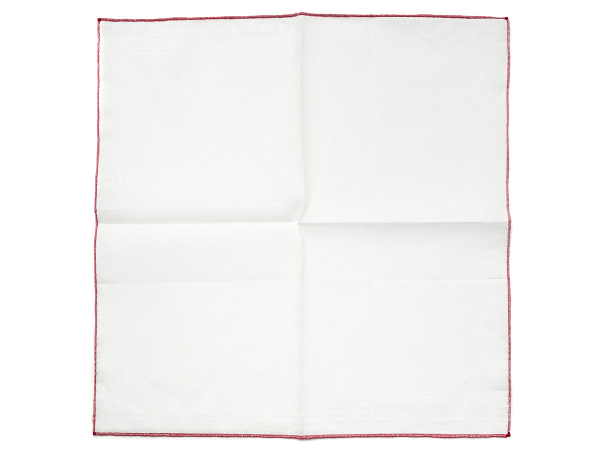 White Linen-Cotton Pochette with Red Edge