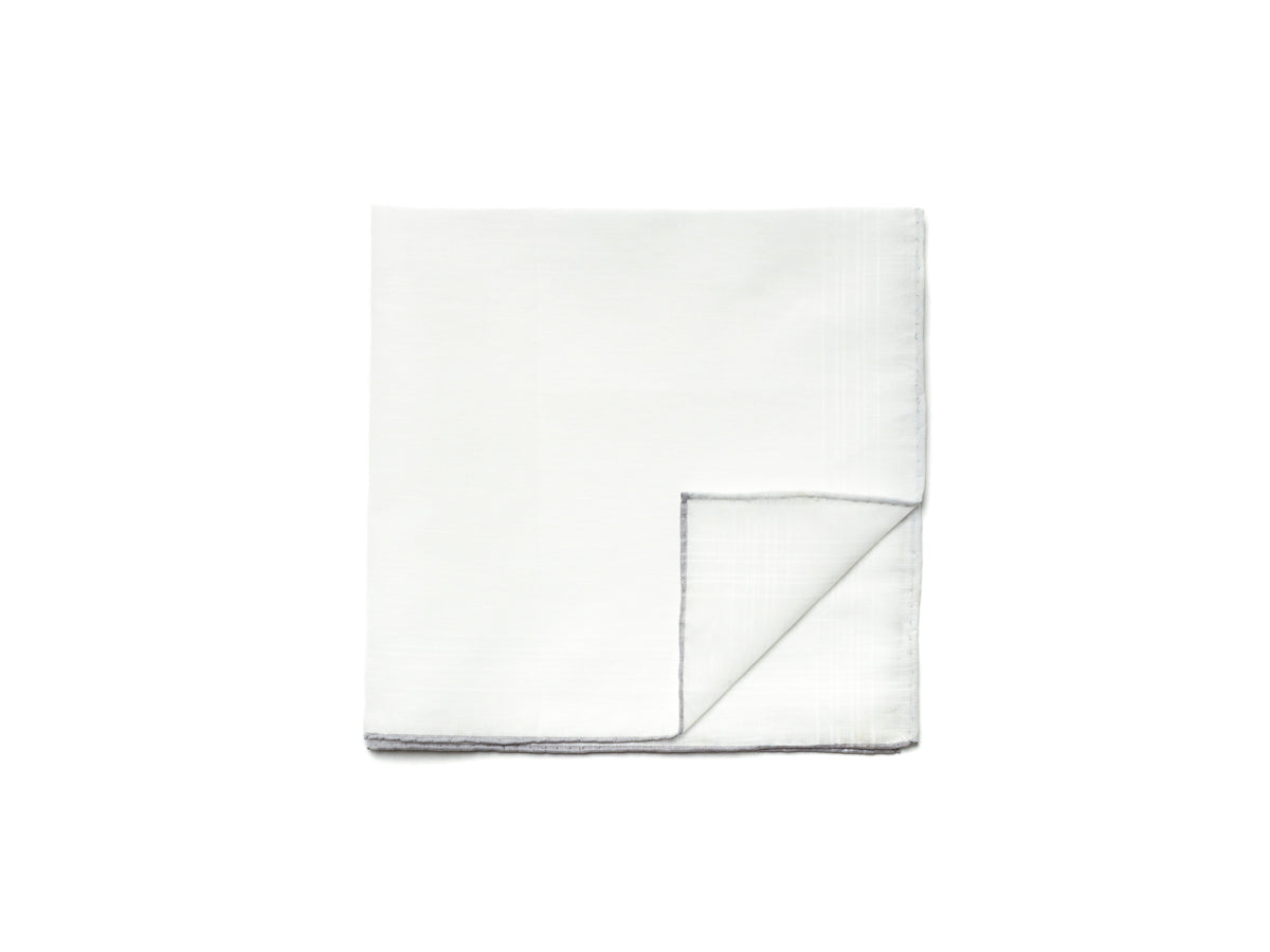 White Linen-Cotton Pochette with Grey Edge