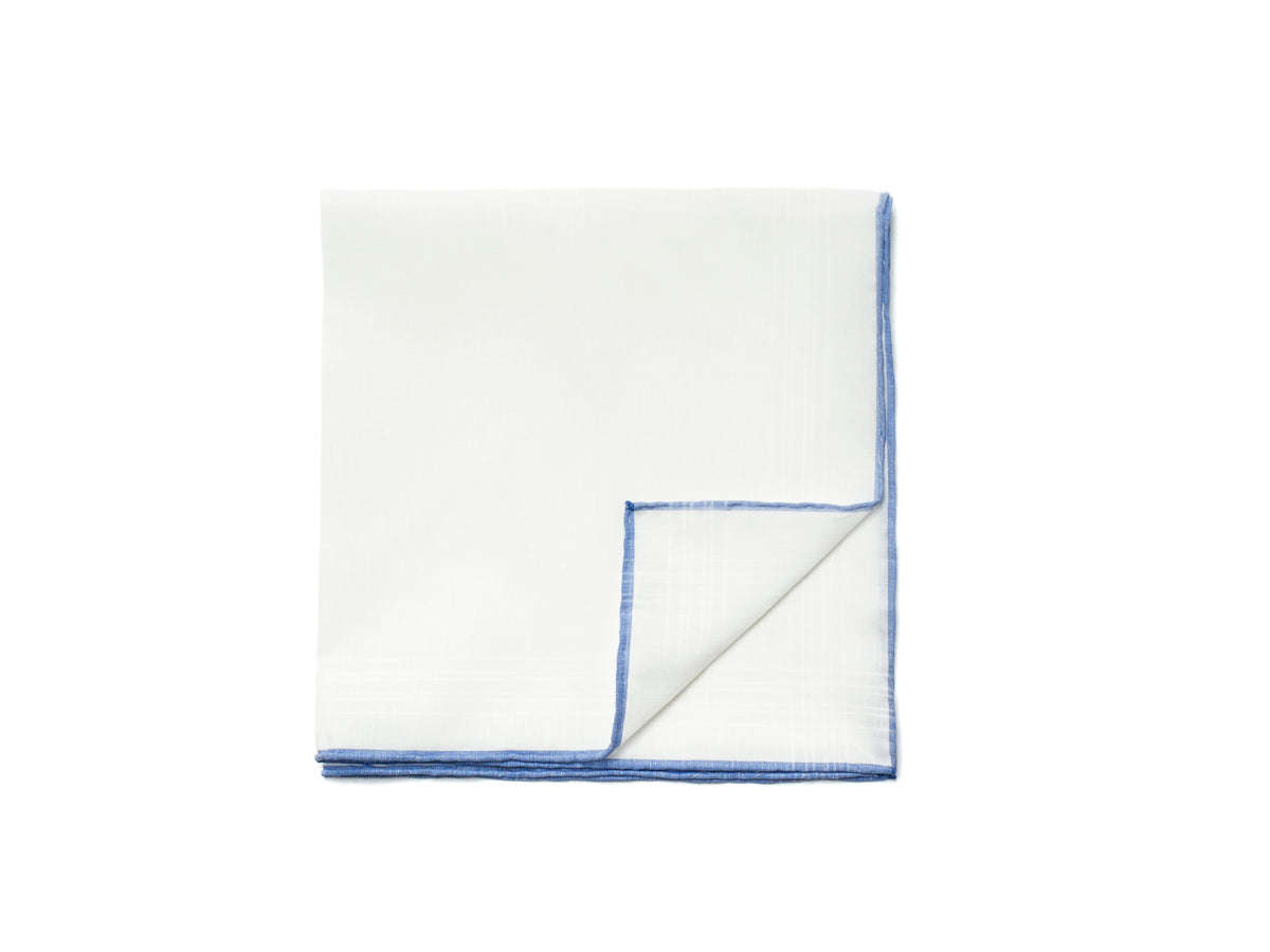 White Linen-Cotton Pochette with Blue Edge