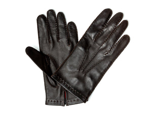 Silk Lined Hairsheep Leather Glove Dark Brown