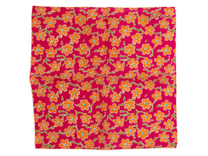 Cotton Pocket Square Flower Pink & Orange